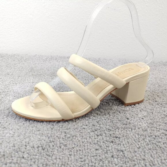 Schutz Olly Open Toe Sandals Womens 6.5 Shoes Leather Slip On Padded Strap Heel - Picture 4 of 9